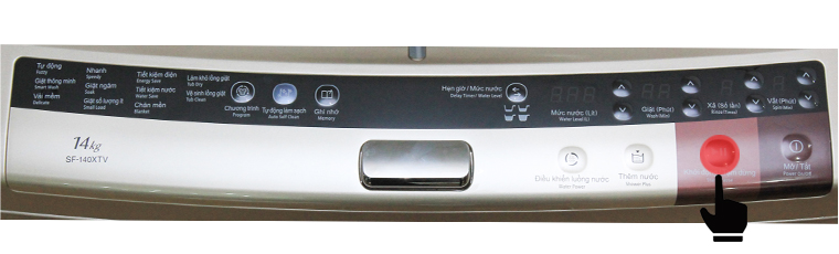 Hướng dẫn sử dụng bảng điều khiển máy giặt Hitachi – 140XTV > Bấm nút Khởi động/Tạm dừng để bắt đầu