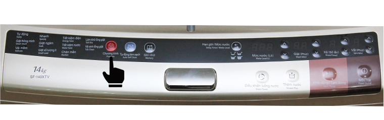 Hướng dẫn sử dụng bảng điều khiển máy giặt Hitachi – 140XTV > Nhấn nút chọn chương trình