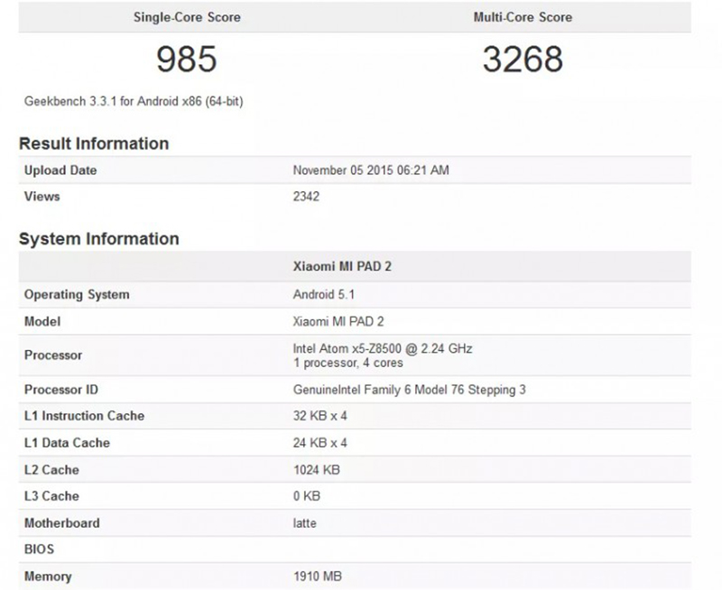 Xiaomi Mi Pad 2 Xiaomi Mi Pad 2