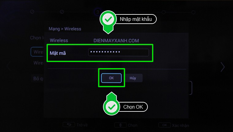 Nhập mật khẩu (nếu có) rồi nhấn OK