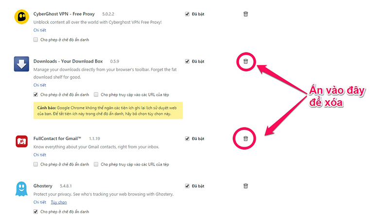 cách xóa extension