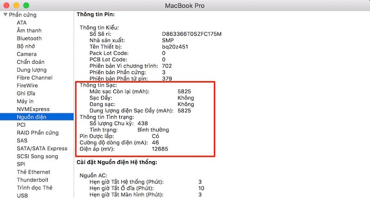 Kiểm tra số lần sạc pin của MacBook