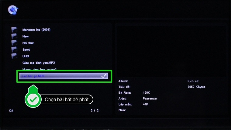 Chọn bài hát để phát trên tivi