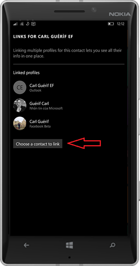 quản lý danh bạ trên lumia