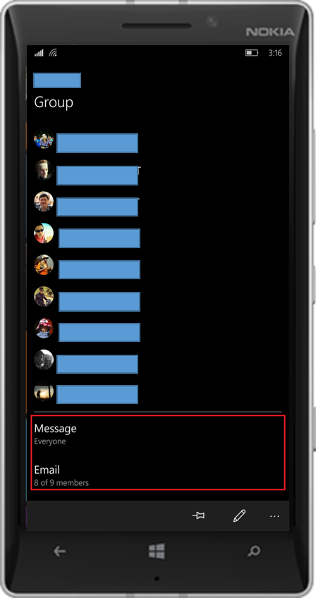 quản lý danh bạ trên lumia