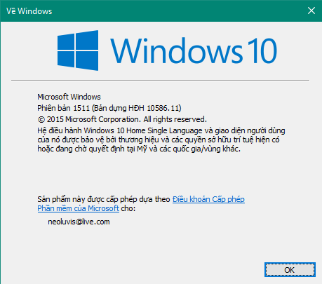 Kiểm tra phiên bản Windows 10