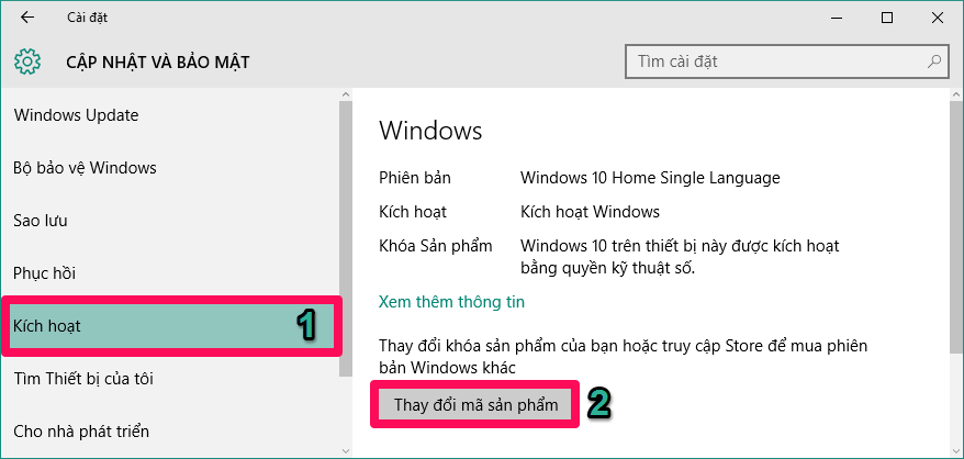 Kích hoạt bản quyền bằng mã Windows 7/8/8.1