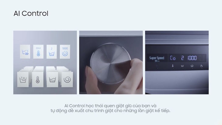 Bảng điều khiển thông minh AI Control - Máy giặt Samsung