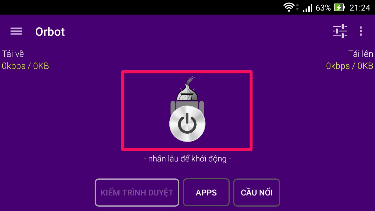 Mở ứng dụng Orbot Mở ứng dụng Orbot