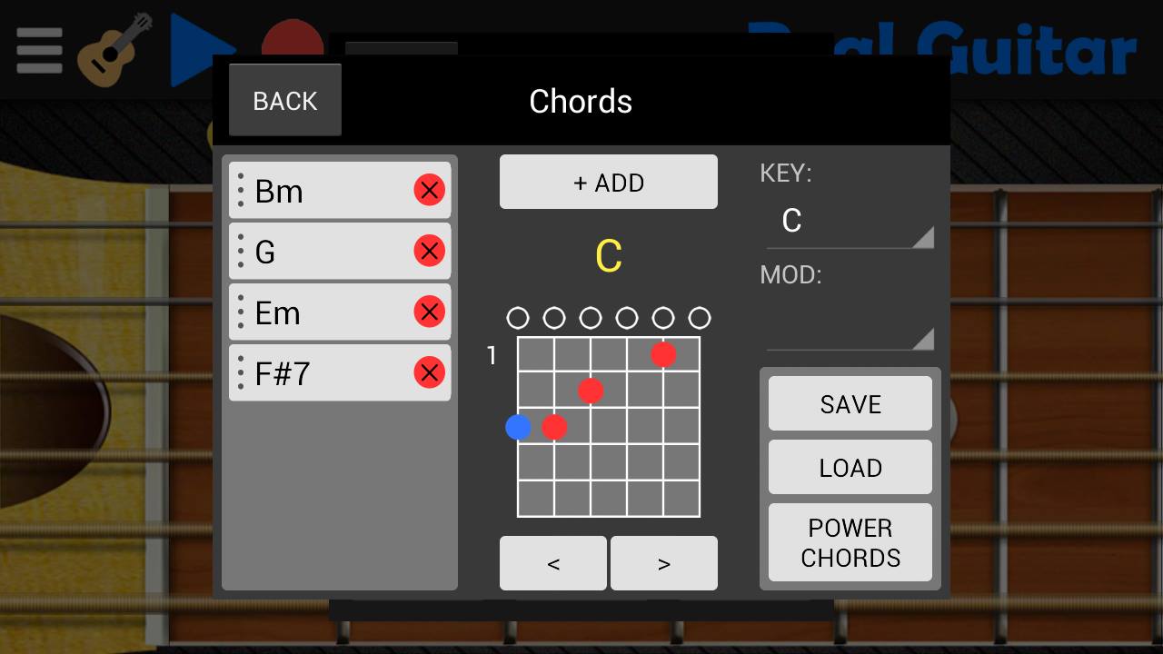 Mục điều chỉnh âm trong Real Guitar Mục điều chỉnh âm trong Real Guitar