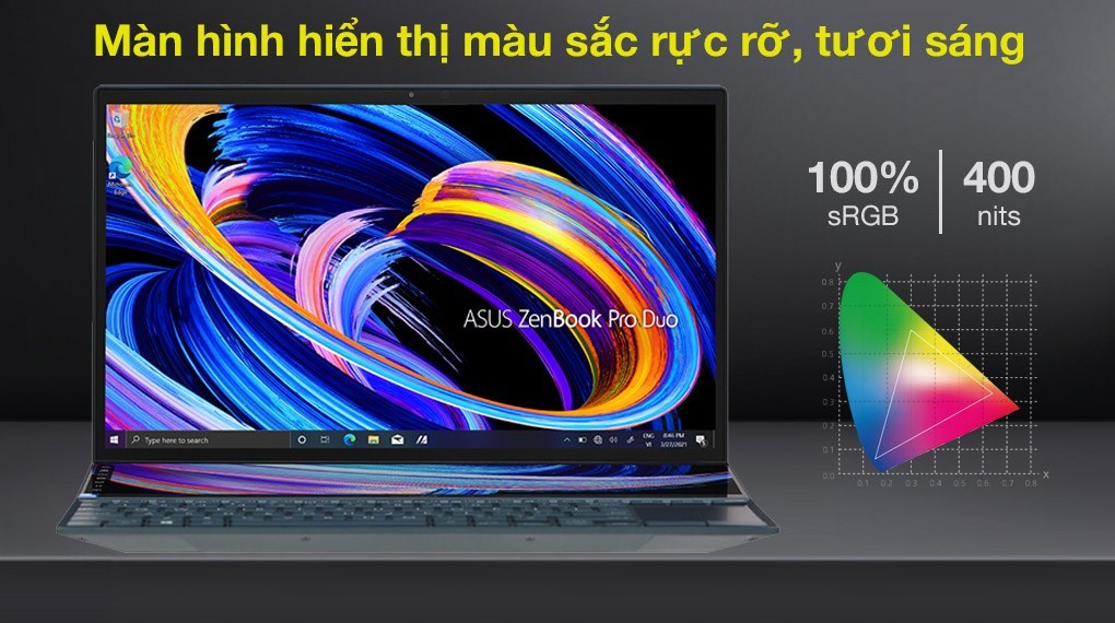 Laptop có dải màu rộng phù hợp với lập trình viên