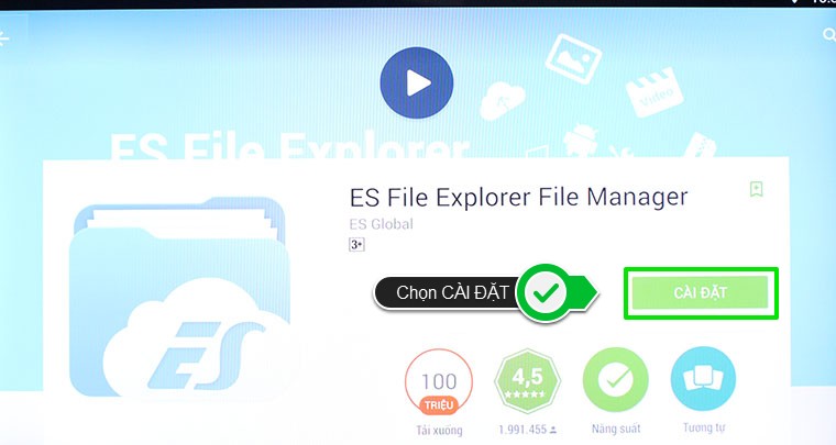 Tải ứng dụng ES File Explorer dụng về Smart tivi Toshiba
