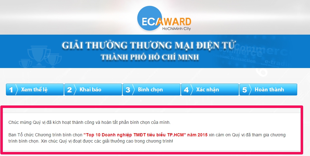 Hoàn tất quá trình bình chọn