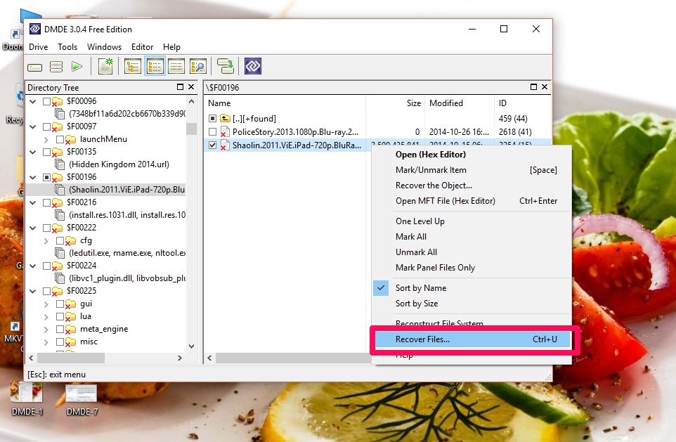 Ngoài ra, bạn còn có thể click chuột phải vào file đó và chọn dòng Recover Files... Ngoài ra, bạn còn có thể click chuột phải vào file đó và chọn dòng Recover Files...