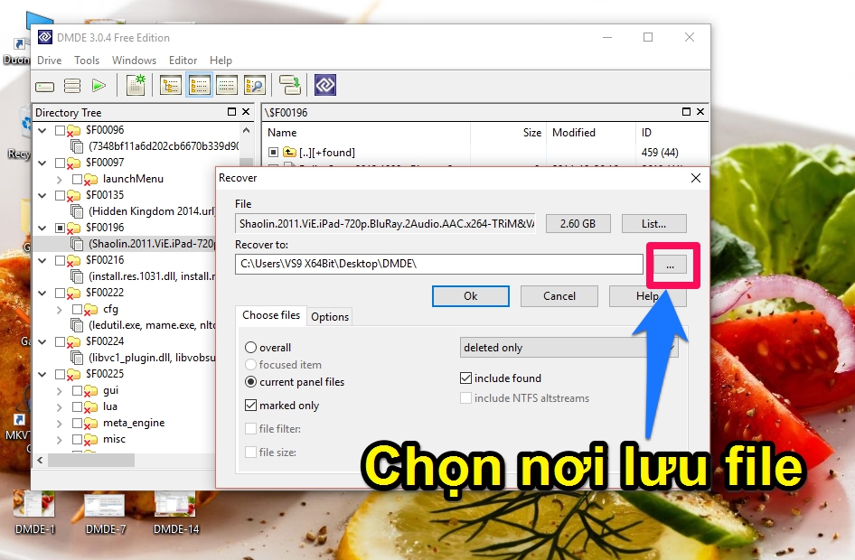 Chọn nơi lưu file được phục hồi Chọn nơi lưu file được phục hồi