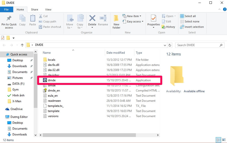 Chạy file DMDE Chạy file DMDE