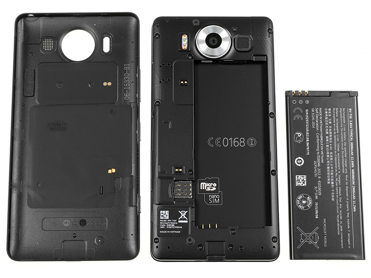 Pin và mặt lung Lumia 950