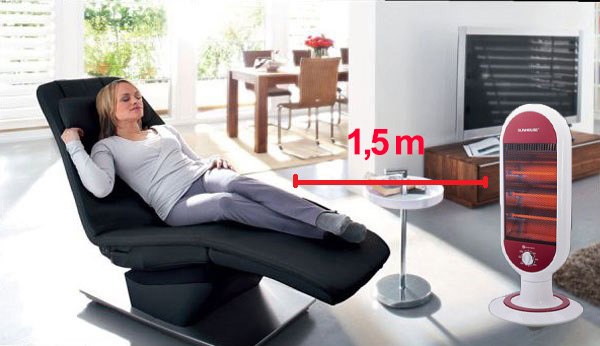 Đặt quạt sưởi cách xa người dùng