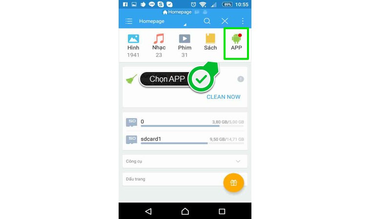 Cách sử dụng điện thoại, máy tính bảng cài đặt ứng dụng lên Smart tivi Toshiba > Chọn APP để vào danh sách ứng dụng