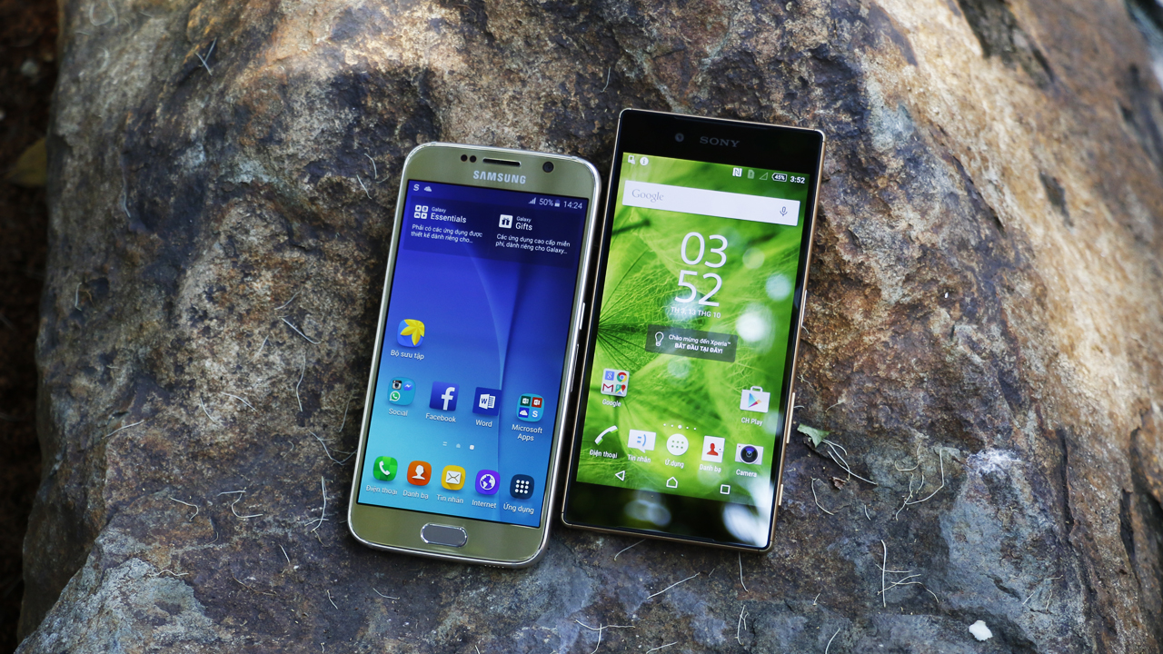 Mặt trước Sony Xperia Z5 Dual và Samsung Galaxy S6 Mặt trước Sony Xperia Z5 Dual và Samsung Galaxy S6