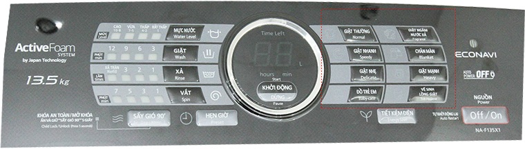 Hướng dẫn sử dụng máy giặt Panasonic NA-F135X1SRV 13.5 kg > Nhấn chọn chương trình giặt