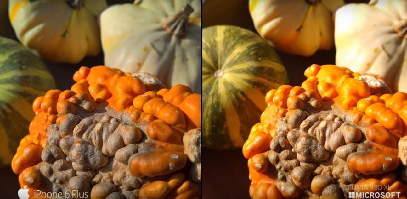 Bức ảnh so sánh giữa iPhone 6s Plus và Lumia 950 XL