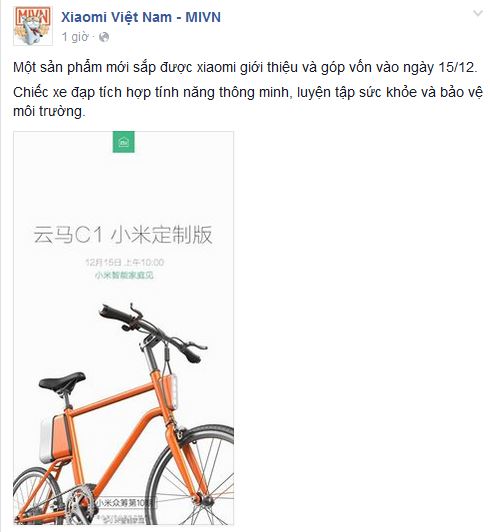 Bài đăng trên fanpage Xiaomi tại Việt Nam