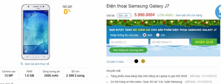 Chương trình khuyến mãi thiết bị điện tử Samsung