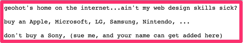 Geohot vs Sony Geohot vs Sony