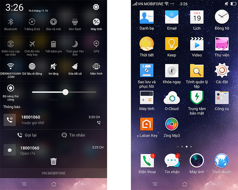 Giao diện Oppo R7s