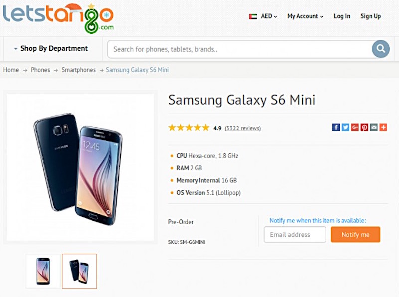 Galaxy S6 Mini được chào bán Galaxy S6 Mini được chào bán