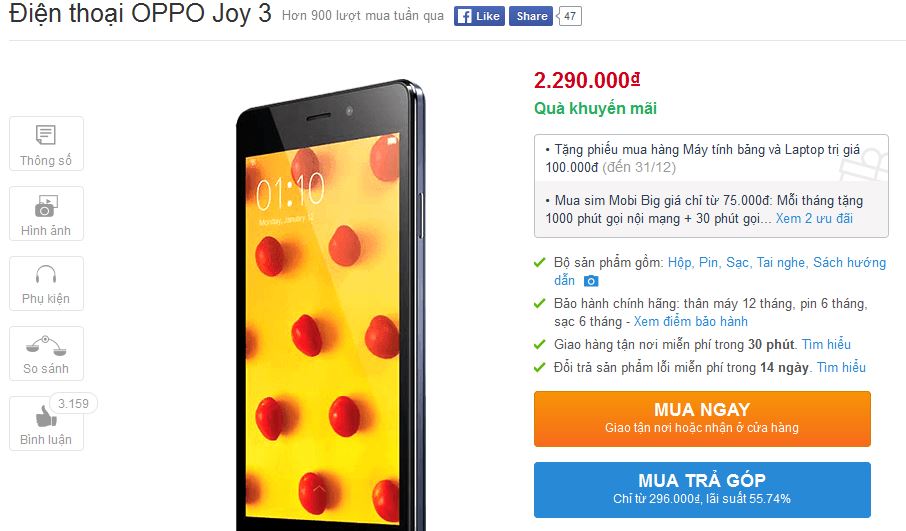 OPPO Joy 3 giảm giá OPPO Joy 3 giảm giá
