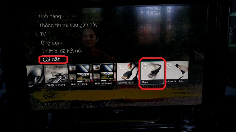 Vào cài đặt mạng