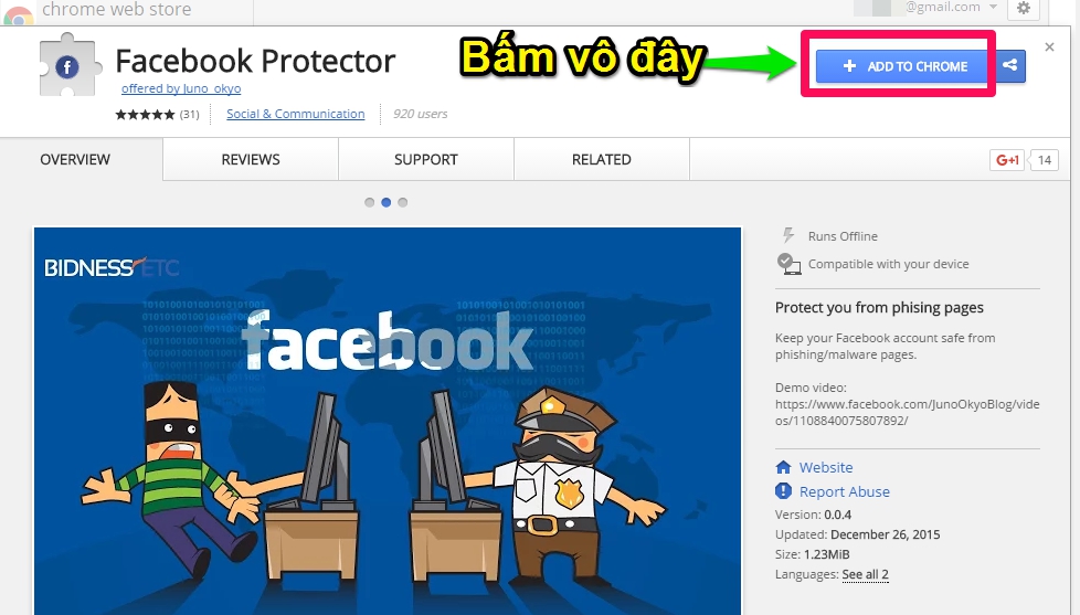 Bấm vô khung Add to Chrome