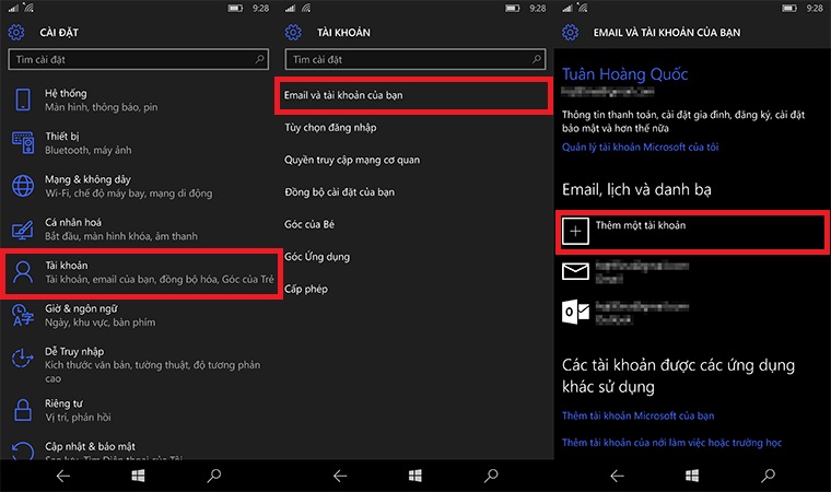 Các bước để tạo tài khoản Microsoft trên Windows 10 Mobile