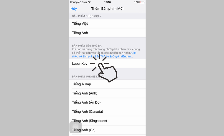 Chọn Laban Key để thêm vào bàn phím gõ