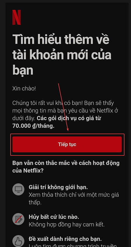 Bạn sẽ được mail để xác nhận