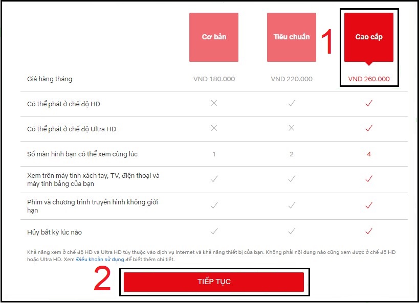 Chọn gói dịch vụ Netflix phù hợp với nhu cầu sử dụng