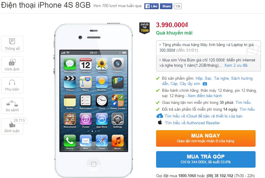 iPhone 4s chính thức hạ giá
