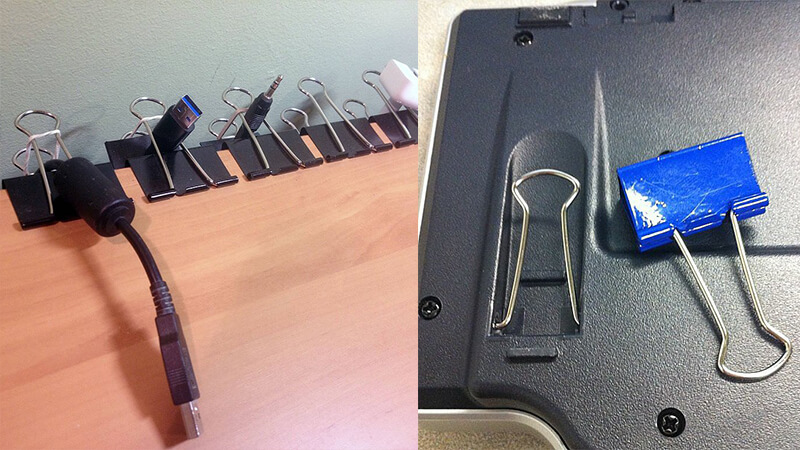 Tận dụng kẹp bướm để giữ cáp hay thay đế bàn phím hỏng