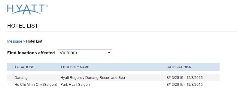 2 khách sạn Hyatt tại Việt Nam bị ảnh hưởng