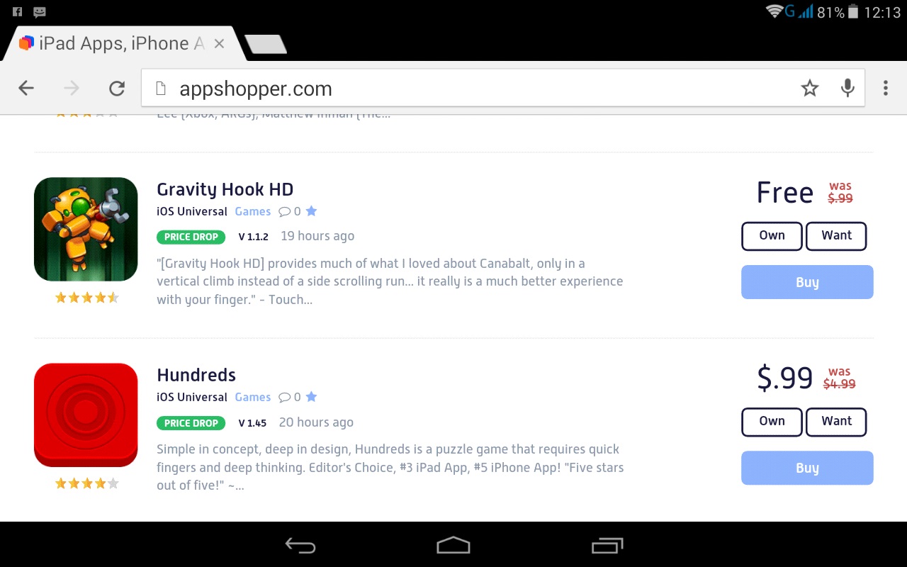 Giao diện Appshopper trên di động Giao diện Appshopper trên di động