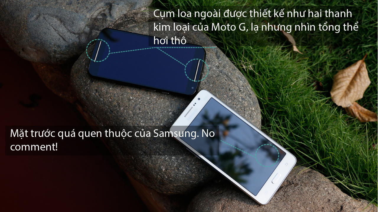Mặt trước Motorola Moto G 4G và Samsung Galaxy Grand Prime