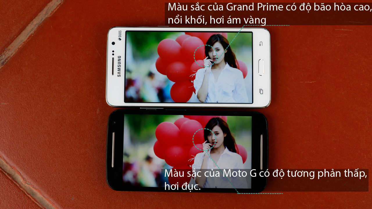 Màn hình Motorola Moto G 4G và Samsung Galaxy Grand Prime