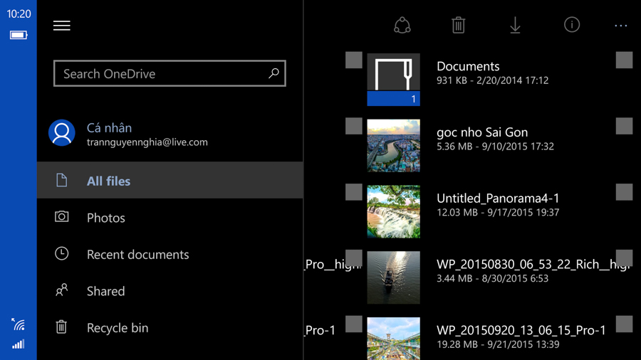 Giao-dien-One-Drive-Tren-Windows-10-Mobile Giao-dien-One-Drive-Tren-Windows-10-Mobile