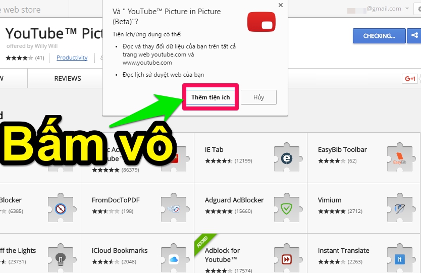 Một cửa sổ hiện ra, bạn bấm vào khung Thêm tiện ích