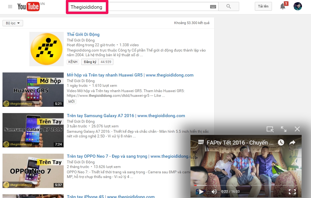 Vừa tìm từ khóa video khác, vừa xem video tiếp diễn