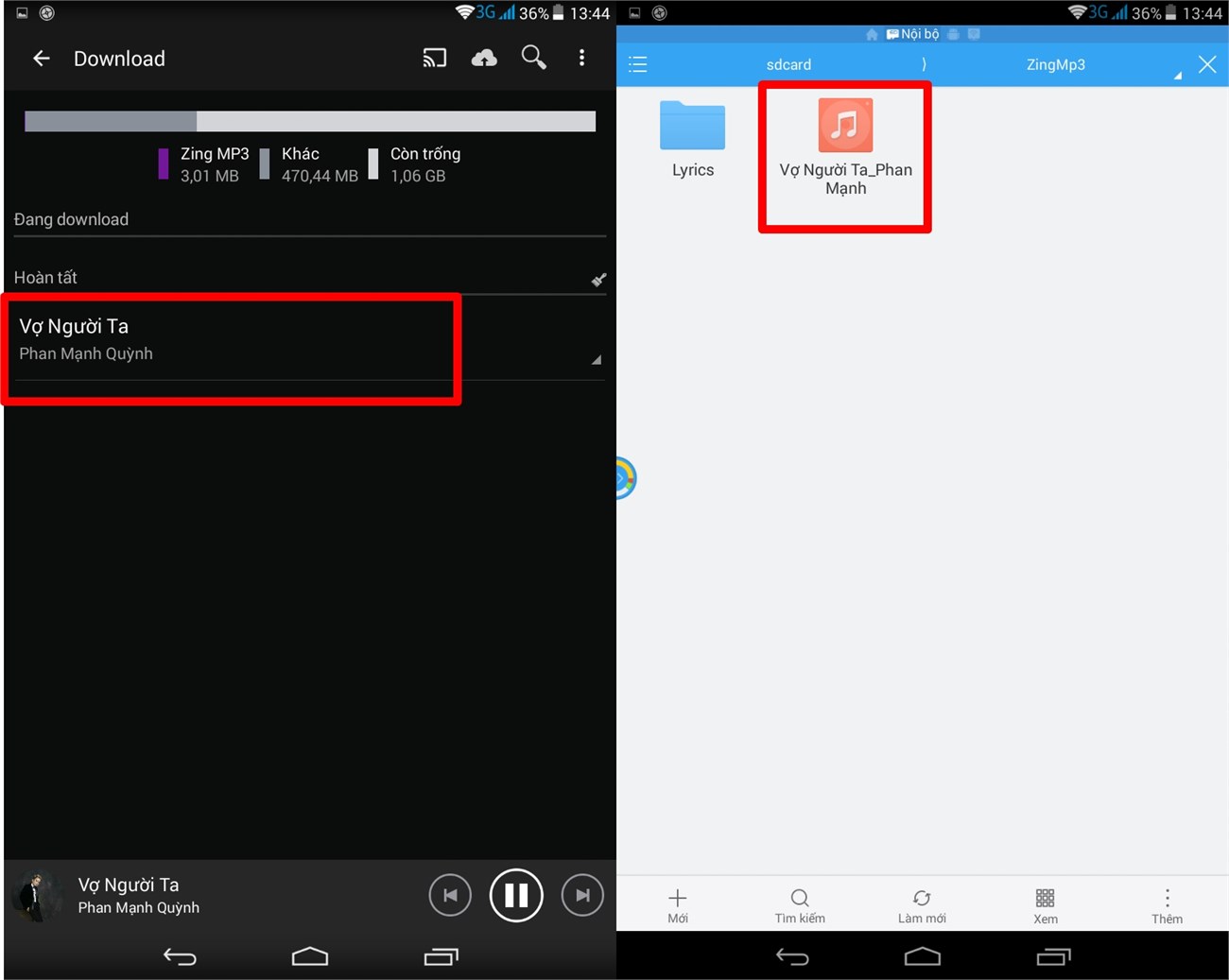 Nhạc tải về nằm trong thư mục Download