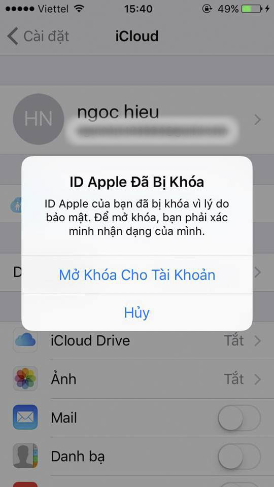 Kết quả hình ảnh cho Tại khoản ID Apple của bạn đã bị khóa vì lý do bảo mật,..