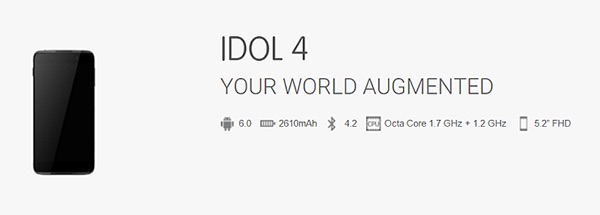 OneTouch Idol 4 trên trang web Alcatel OneTouch Idol 4 trên trang web Alcatel